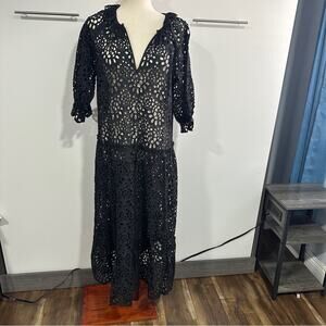 NWT DX Collection Size S Black Eyelet Lace Pullover Nero Maxi Dress Elegant Chic